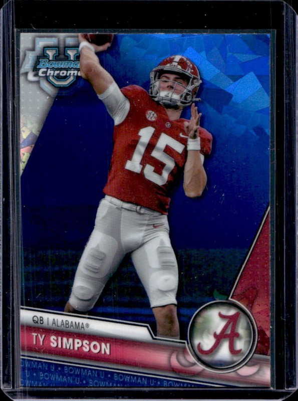 2023 Bowman University Chrome Sapphire Ty Simpson #23 Crimson Tide
