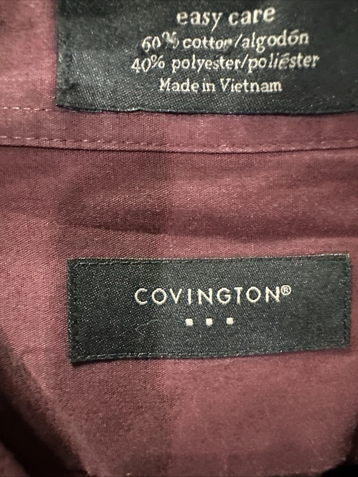 Camisa de manga larga Covington ajustada borgoña con botones para hombre 2xl/18 1/2 34-35 Foto 3 de 4