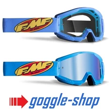 100% FMF Powercore Motocross MX Goggles - CORE CYAN CLEAR / MIRROR LENS