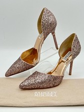 BADGLEY MISCHKA Daisy Glitter D'Orsay Pumps SZ 6.5 Rose Women Heels Stiletto