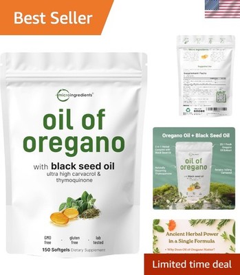 Natural Wellness with 150 Softgels: Oil of Oregano & Black Seed Oil Formula