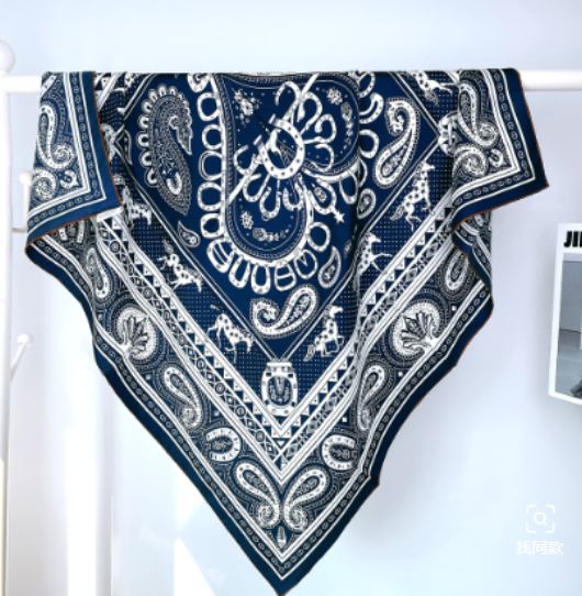 70% Cashmere 30% Silk Cashew lace Print Bandana Scarf Neckerchief 53'' Wrap new
