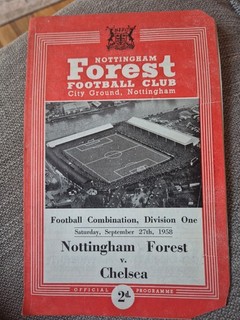 1958 Nottingham Forest V Chelsea Football Combination Programme