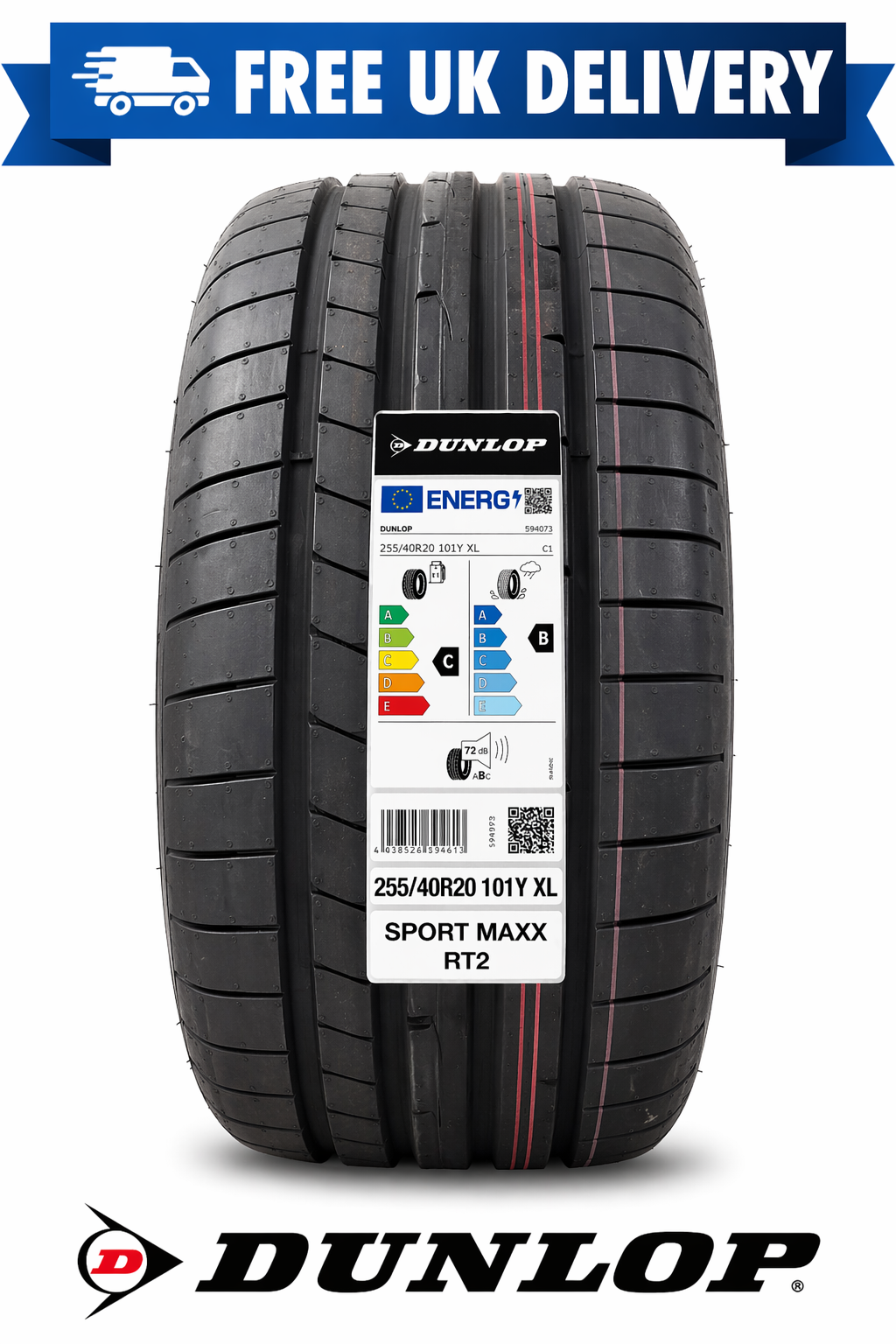 255/40R20 Dunlop Sport Maxx RT2 101Y XL 255 40 20 2554020 2022 dot
