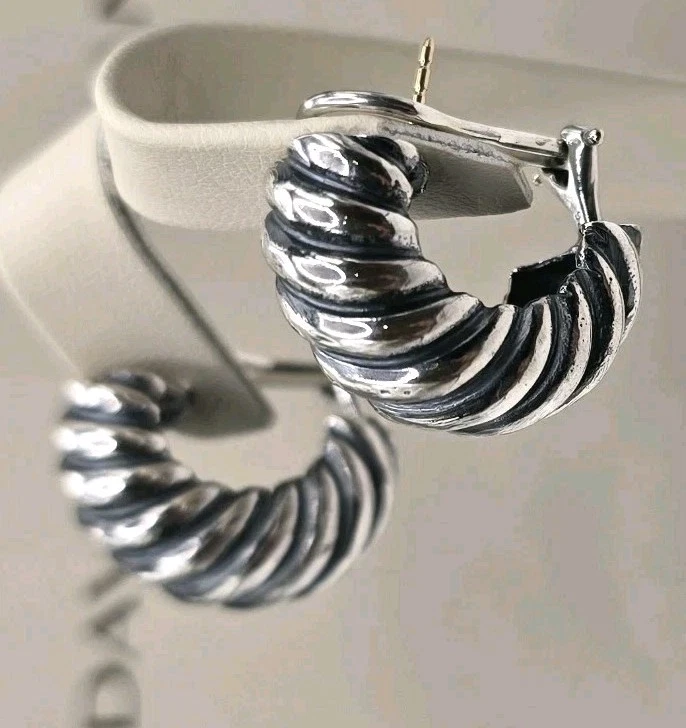 Pre-owned David Yurman STERLING Shrimp CLASSIC Earrings 1" LONG - Image 2 of 4