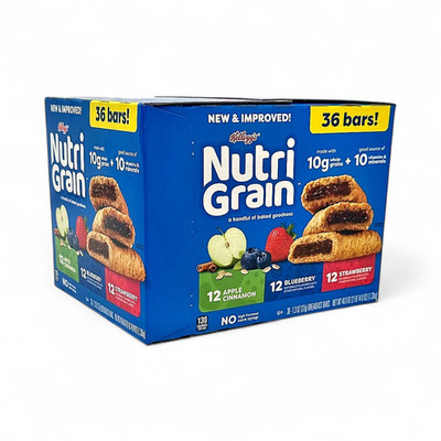 Kelloggs Nutri Grain Snack Bars Apple Cinnamon / Strawberry / Blueberry 36-Pack