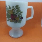 Vtg Corning Ware SPICE Of LIFE Milk Glass Footed Pedestal MUG Mushrooms *Read**