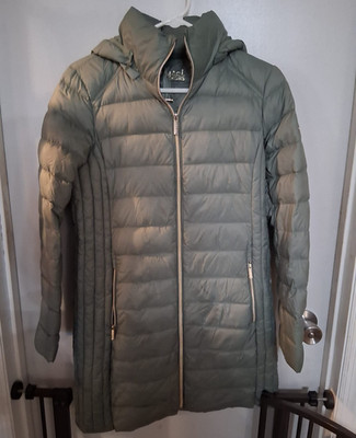 Michael Kors Jacket Womens Small Green Packable Down Parka Puffer Quilted Hooded