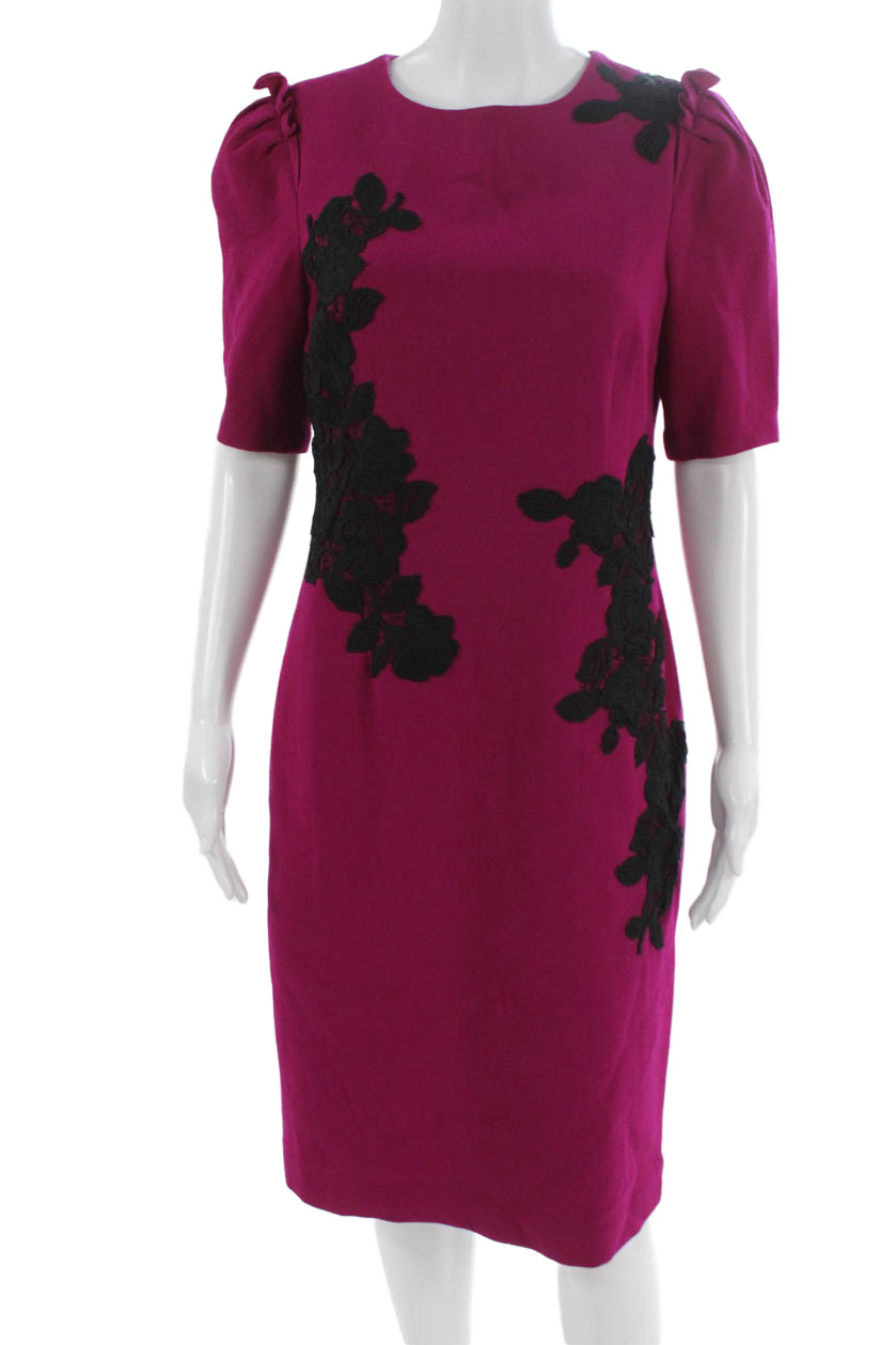 Rickie Freeman Teri Jon Womens Purple Wool Sheath Dress Short Sleeve Size 8Free Shipping in US $100+ Orders | $6.95 Orders Below
