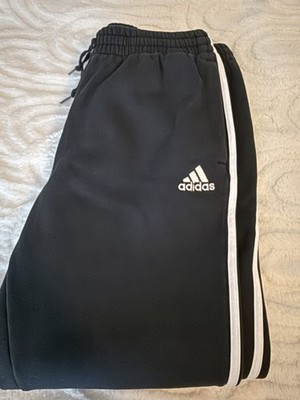 Mens Adidas Essential Tapered Cuff Sweatpants Regular Fit Joggers 3 Stripe XL