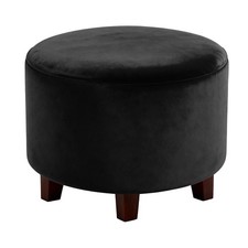 Round Footstool Slipcover Foot Stool Protector Cover X-Large Black