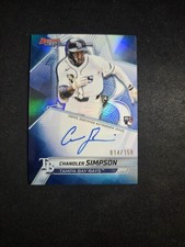 2025 BOWMANS BEST CHANDLER SIMPSON RC BLUE REFRACTOR ON CARD AUTO #014/150 RAYS 