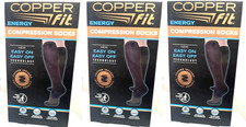 3X Copper Fit Energy Compression Socks Unisex Black, S/M M 6-9/ W 7-10