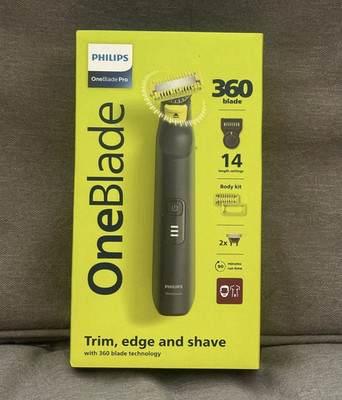 Philips OneBlade Pro Trimmer 360° 2 Klingen 14 Stufen Nass/Trocken USB