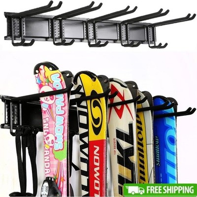 24-Inch Wall Mounted Ski Rack Holds Up To 300lbs Powder-Coated Steel Indoor Home