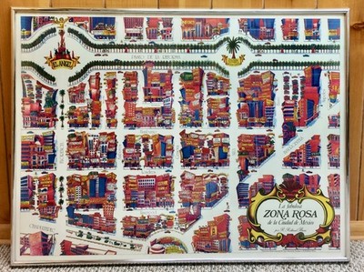 Vtg 1977 Map of Zona Rosa in Mexico City by Mauricio Soriano & R. Rolland Brim