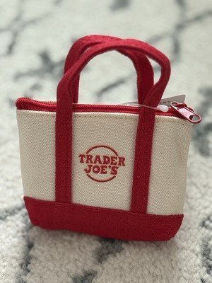 NWT Trader Joe s Micro Canvas Tote With Matching  Nylon Grocery Bag (RED)
