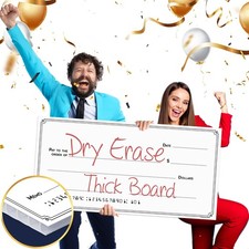 Giant Dry Erase Check - 16" x 32", Reusable Big Oversized Blank Check for Pre...