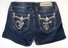 Rock Revival Iselin Easy Stretch Bling Denim Shorts Womens Size 27