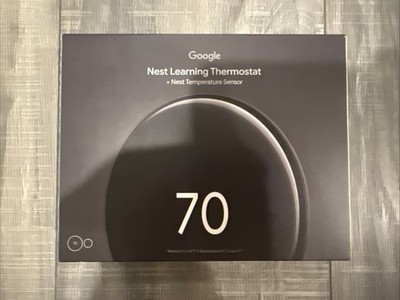 FACTORY SEALED Google Nest Learning Thermo 4th Gen + 2nd Gen Temp Sensor - Black