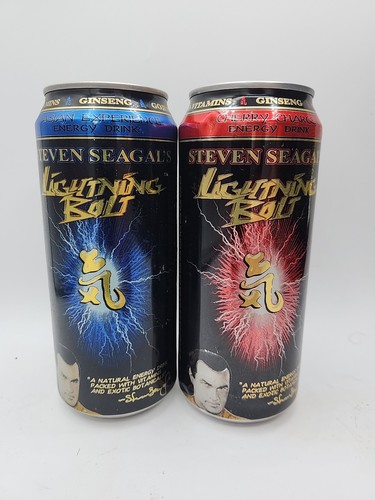 Steven Seagals Lightning Bolt Energy Drink Cans Limited Edition 16oz Empty