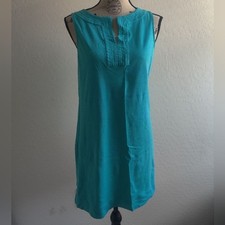 New York  Company 100 cotton teal blue summer Sleeveless Mini Dress medium