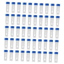 50Pcs 5ml Plastic Graduated Vial Sample Bottle Container with Blue Caps 