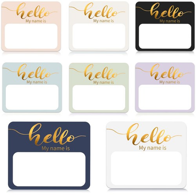 #ad Name Tag Stickers 120 Pcs Hello My is 3 x 2.5 inch Gold Foil Adhesive Nametags $20.00