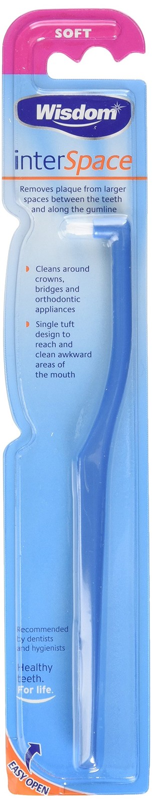 Wisdom Interspace Soft Toothbrush, Pack of 6 6 count (Pack 1), Blue,purple