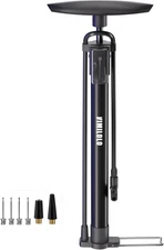 VIMILOLO Bike Floor Pump w/ Gauge, Fits Presta & Schrader, Portable Inflator