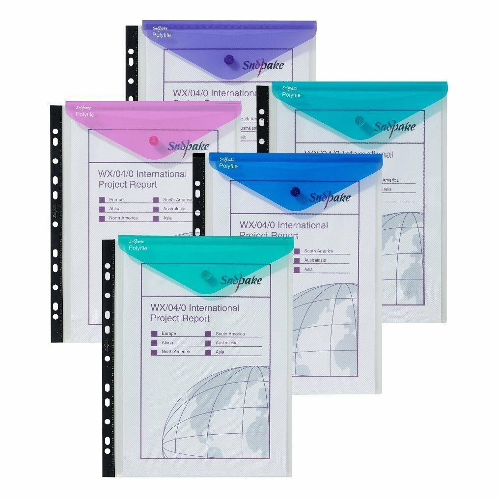 Snopake A4 Polyfile Portrait Electra Ring Binder Stud Wallets High Capacity