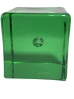 Vintage Oggetti Murano Signed Green Geometric Glass Cube Paperweight