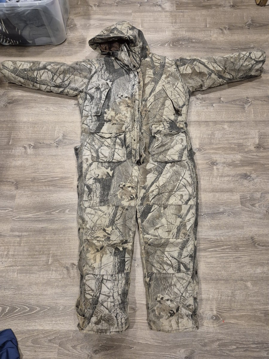 Cabelas Premier Northern Goose Down Camo Snowsuit Coveralls Mens L