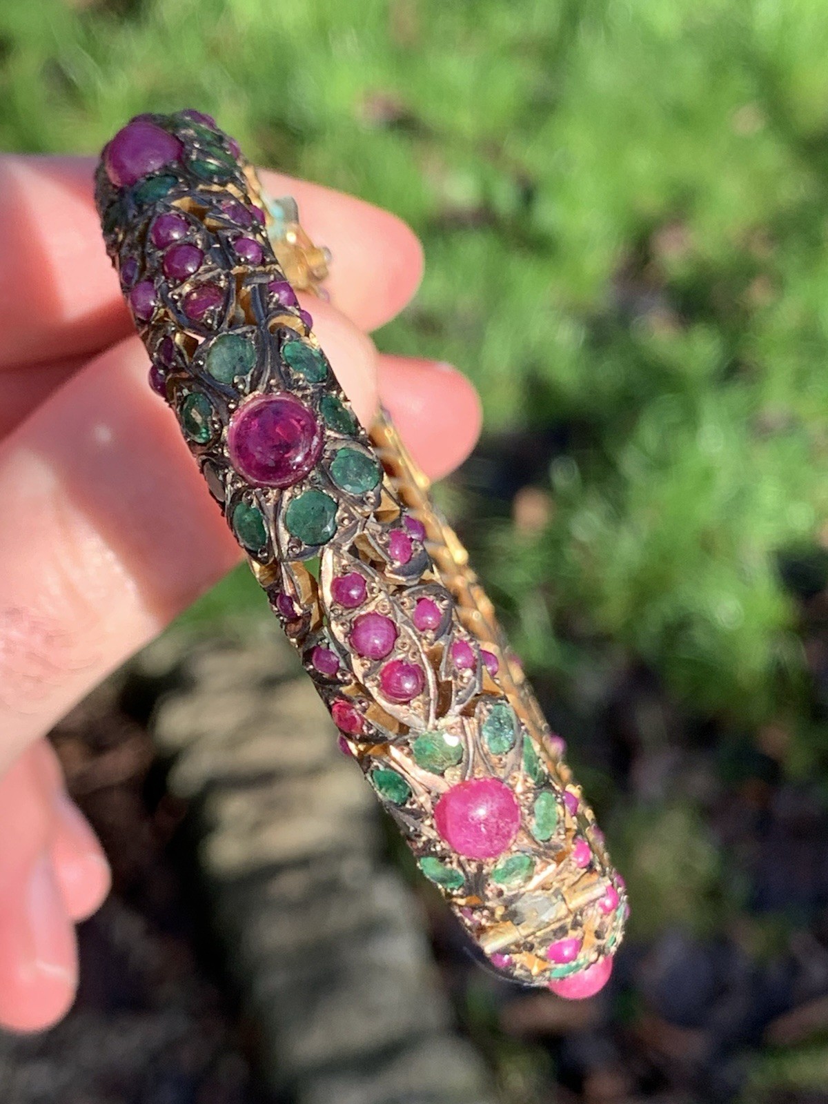 Silver Ruby And Emerald Antique Exceptional Large… - image 5