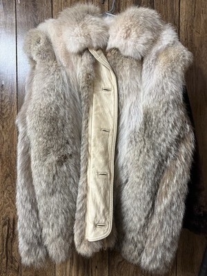 Damselle Ltd. Women's Fur Coat Full Zip Lined Beige/Gray Size M -