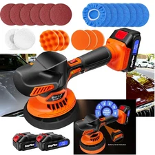 Cordless DA Polisher Dual Action Random Orbital Car Buffer 2 Batteries Polishers