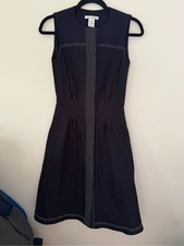 Oscar de la Renta navy sleeveless fit and flare dress made in Italy size 0