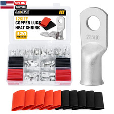 120Pcs Wire Lugs Battery Cable Lugs Marine Grade Wire Lug with Heat Shrink Set 6