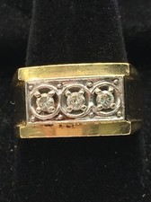 Wedding Anniversary Three Stone Diamond Men's Ring Band in 14K T/Tone Gold 7.7g