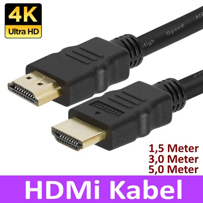HDMI Kabel 4K FullHD HDR 3D ARC CEC für TV PC BEAMER 2160 1080 p vergoldet GUT