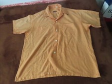 vintage 50s 60s permanent press unbranded loop collar shirt orange L 16-16.5