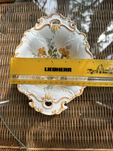 Plato de servidor de cerámica italiano Albisola pintado a mano floral decorativo - Imagen 4 de 5