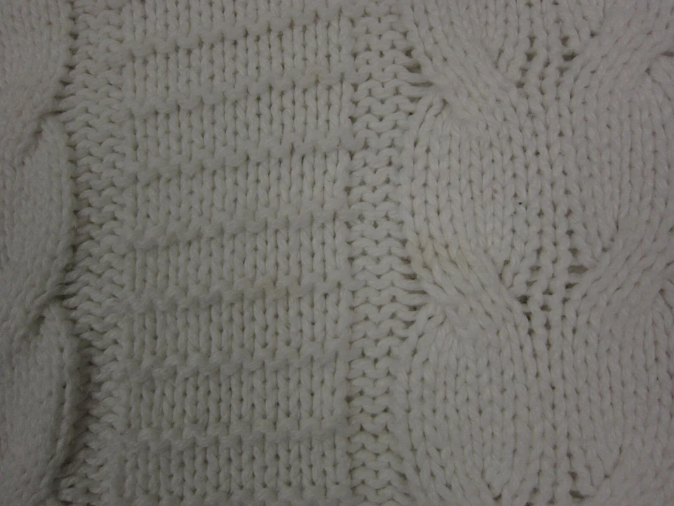 Suéter deportivo vintage Liz para mujer pequeño blanco tejido con cable universidad Foto 4 de 4