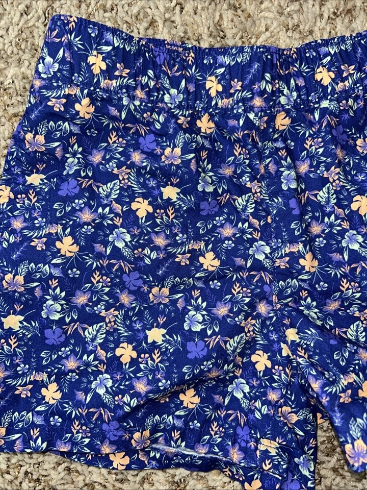 Pantalones Cortos Columbia Niñas Senderismo Aire Libre, Talla 8, Algodón Floral Rosa Púrpura Foto 3 de 4