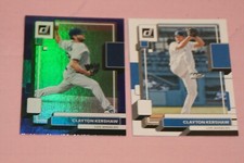CLAYTON KERSHAW LOT OF 2 2022 DONRUSS BLUE HOLO VARIATION & BASE #85 DODGERS