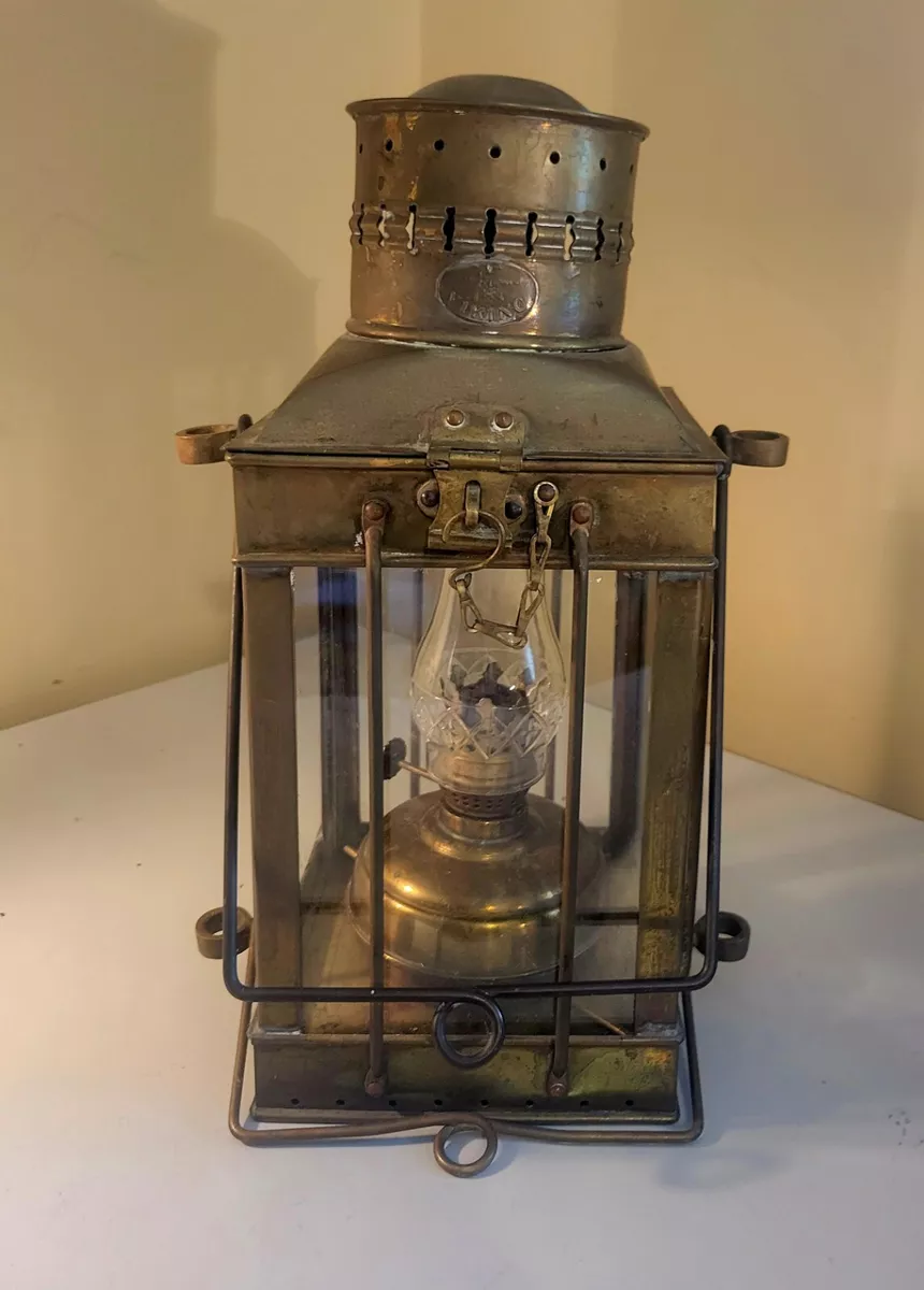 Antique Viking Brass Ship Lantern Nautical Hanging Oil Lamp Maritime  Lighting