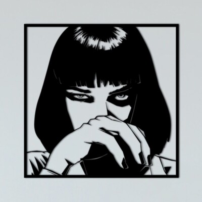 Cuadro relieve Mia Wallace (Pelicula Pulp Fiction) decoración de pared 20x20cm
