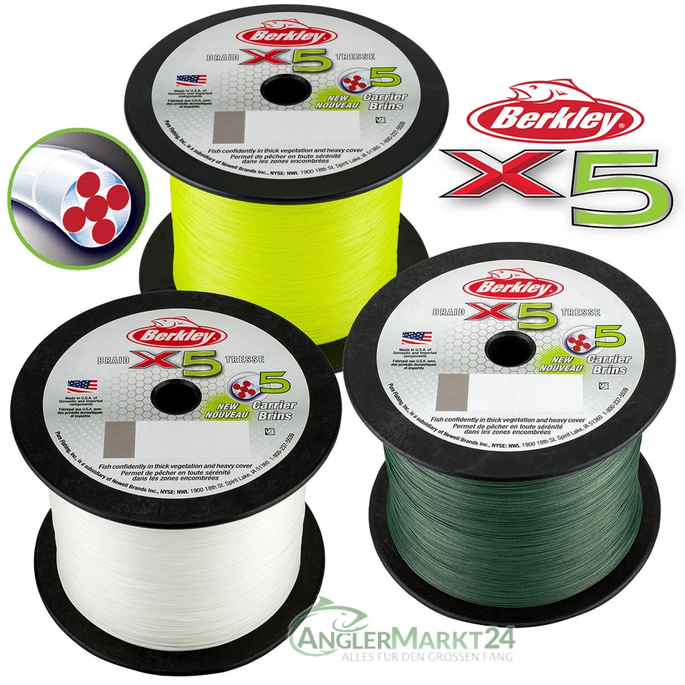 Berkley | X5 Braid | ab 50m abgespulte 5-fach geflochtene Angelschnur Schnur