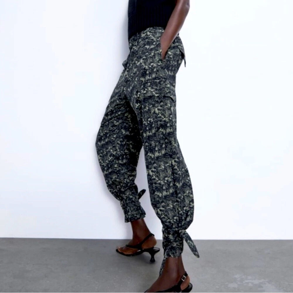 Zara Cargo Military Style Harlem Tie Pants