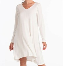 NWT Fresh Produce Jetsetter Jersey Knit Long Sleeve Dress Travel White M L New
